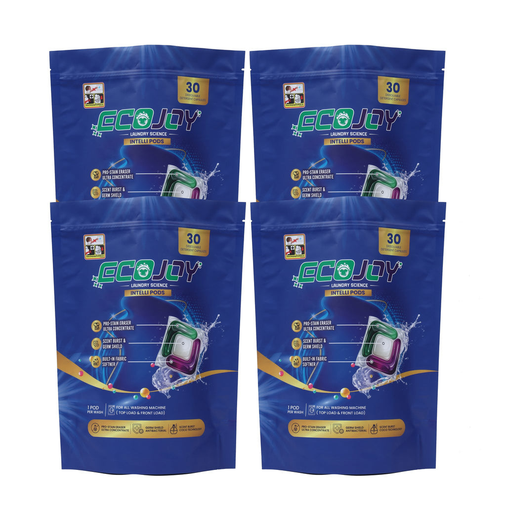 Four EcoJoy 30-pod pouches